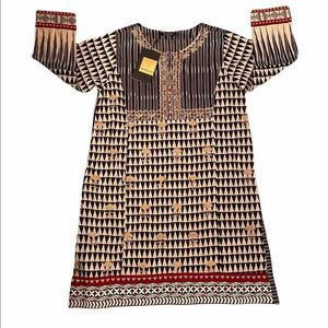 NWT Khaadi Top Women’s Size 10 Embroidered African Tribes Kurta Tunic